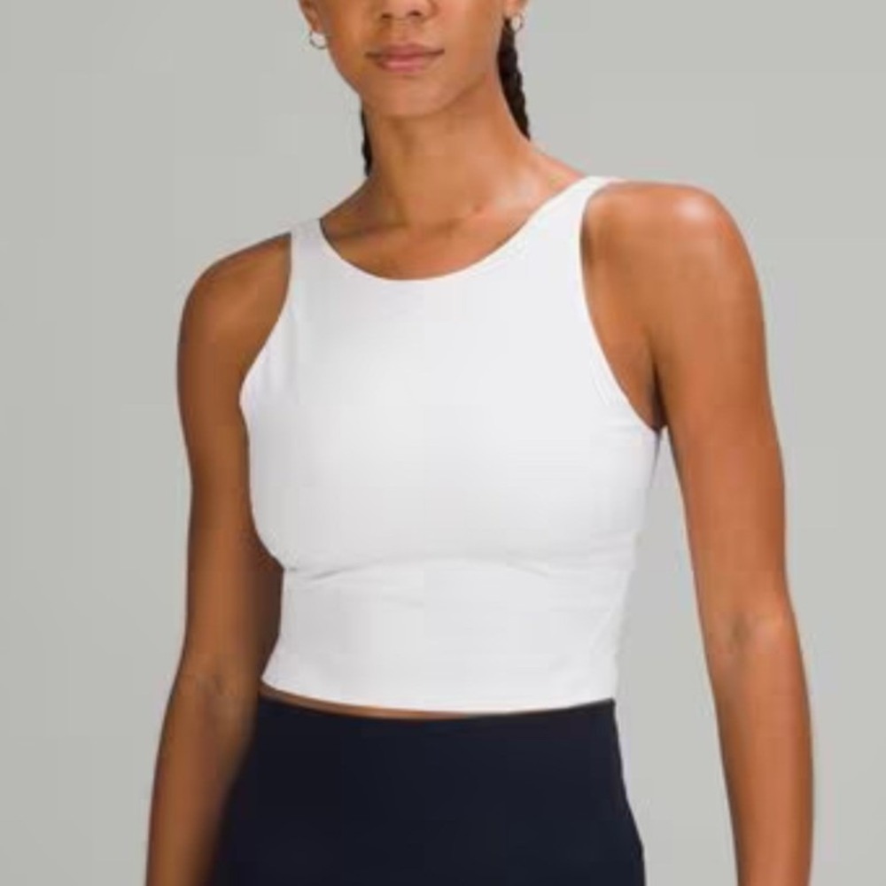Lululemon Align High Neck Tank Top 4 White Built-in Bra Padded Sporty Clean Girl